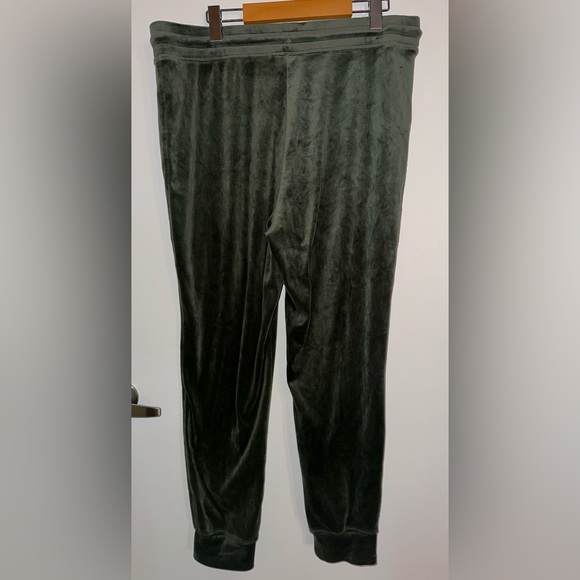 XL Olive Green Velour Velvet Pants - Picture 2 of 2